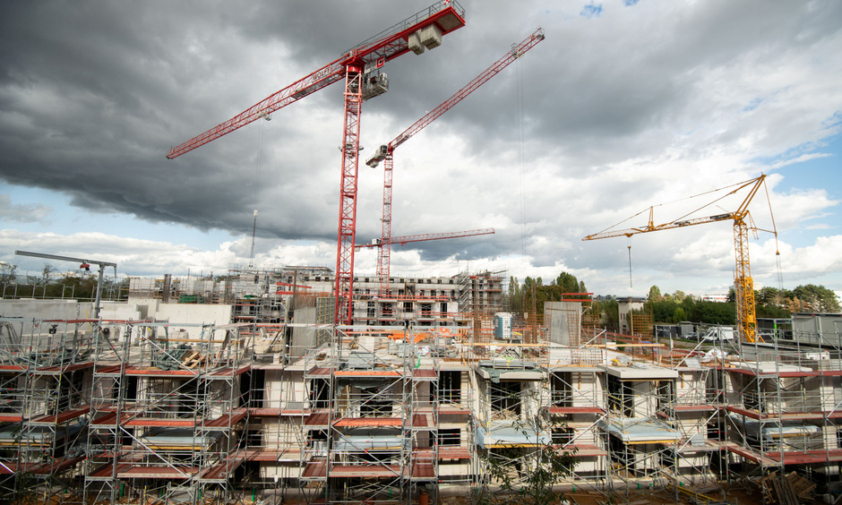 Neubau Mainhöhe Kelsterbach Baustelle für den Neubau von knapp 240 Wohnungen auf der Mainhöhe